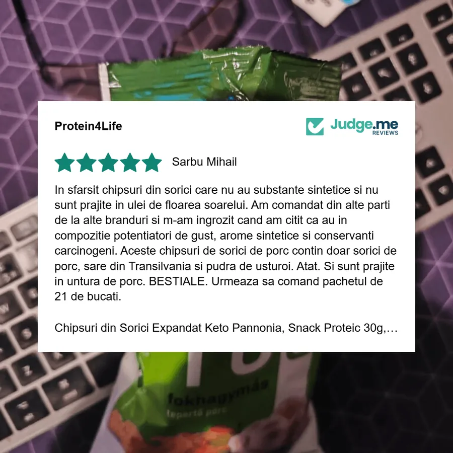 Recenzie Judge.me 5 stele de la Sârbu Mihail pentru chipsurile din șorici cu usturoi