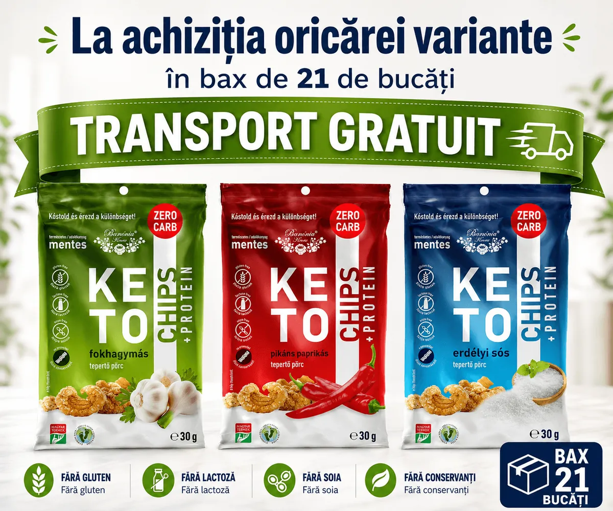 Transport gratuit la achiziția unui bax de 21 de pachete de chipsuri de șorici de porc